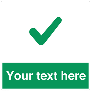 Custom green background, green tick sign